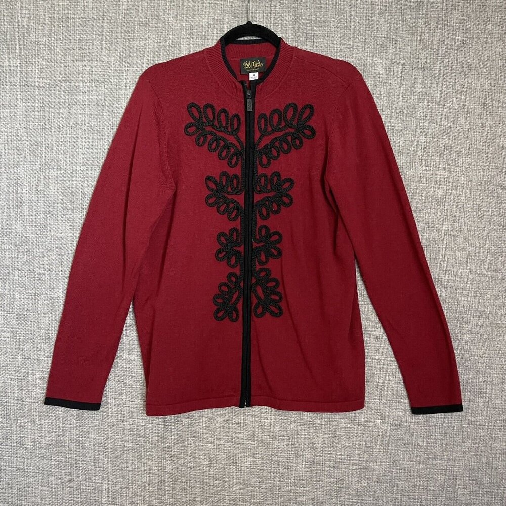 Bob Mackie Wearable Art Sweater Womens Medium Red Black - Picture 12 of 12